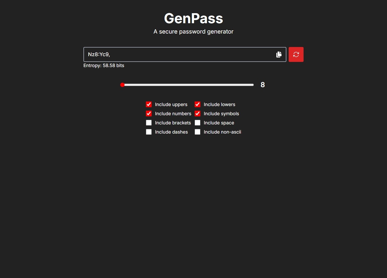 Screenshot of GenPass